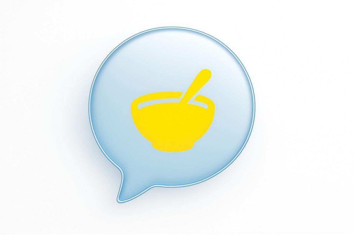 Na grafice widać symbol miski w której przyrządza się jedzenie. Kolorystyka jest w stylu nowoczesnym i zachęca do nauki języka ukraińskiego