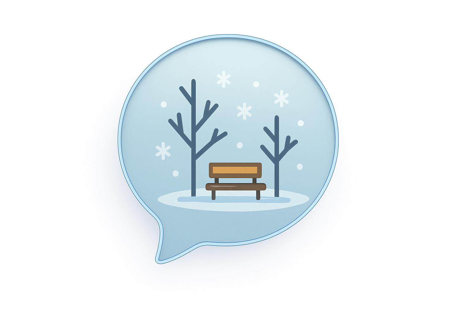 Grafika przedstawiająca zimowy krajobraz jako zachęta do przeczytania artykułu o ukraińskich słowach związanych z zimą