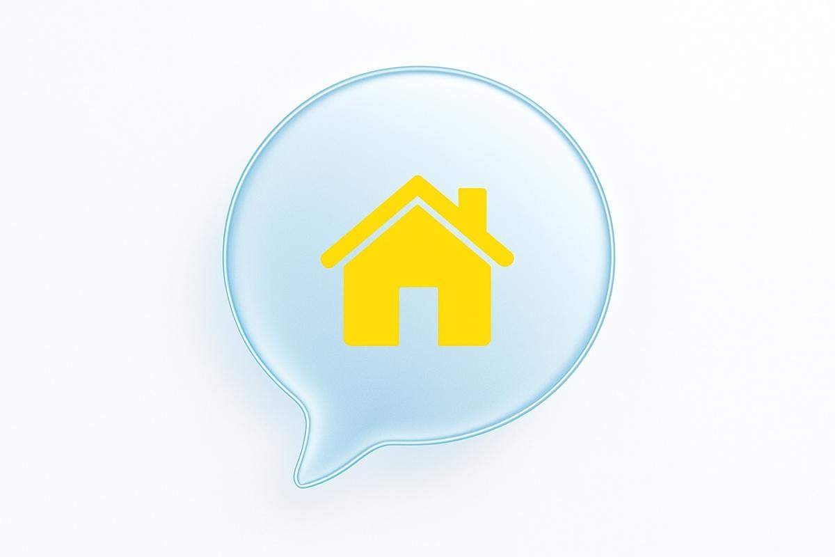 Grafika z ikoną domu, całość stworzona w minimalistycznym, nowoczesnym stylu