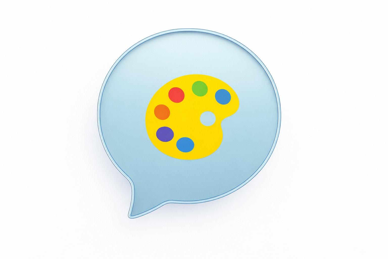 Grafka na której widać malarską paletę z kolorami w błękitnej chmurce, która jest na białym tle. Całość jest częścią blogowego wpisu, o słowach związanych z malarstwem w języku ukraińskim z przetłumaczonymi słowami.