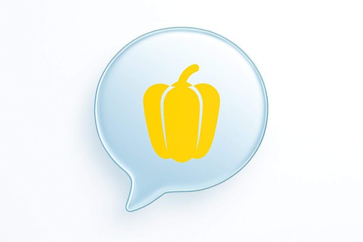 Minimalistyczna grafika w której widać żółtą paprykę. Styl minimalistyczny i nowoczesny, zachęca do nauki języka ukraińskiego